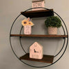 Antique Ring Wood Floating Shelves Wall Display Shelf w/ Heavy Duty Metal Frame