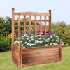 Trough Garden Wooden Planter Box Flower Grow Pot with Trellis Lattice Raised Bed