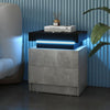 LED Nightstand Modern Faux Marble End Table Versatile Bedside Table W/ 2 Drawers