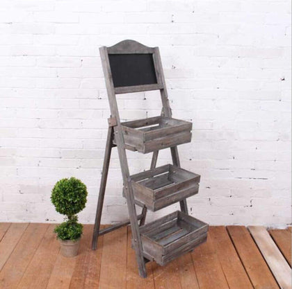 Vintage A Frame Chalkboard Door Pavement Sign Board Garden Wooden Plant Stand