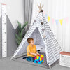 Kids Teepee Tent With Floor Mat Cotton Canvas Indian Indoor Outdoor Play House
