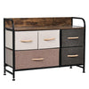 Fabric Chest of Drawers 5-Drawer Dresser 2-tier Storage Organizer Unit Bedroom