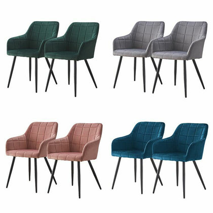Set of 2 Velvet Dining Chairs Armchairs Kitchen Dining Room Furniture Retro New