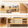 Bamboo TV Stand for TVs up to 65’’ Modern TV Cabinet Console Table w/ 2 Drawers