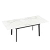 Extendable Dining Table with Marble Top Black Metal Frame Kitchen Home Furniture