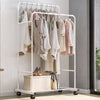 Double Clothes Rail Rack Garment Hanging Display Stand 4 Wheels Portable Armoire