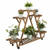 A-Frame 6 Tiered Wood Plant Stand Holder Flower Pot Display Shelving Rack Patio