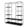 Mondeer Canvas Wardrobe Storage Organiser Fabric with Rail & Shelves Grey/Black