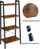 Ladder Shelf, Bookshelf, 4-Tier Storage 4 Tier, Rustic Brown + Black