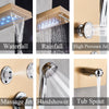 Gold LED Shower Panel Column Tower Massagers Body Jets Bathroom Mixer Taps Wall