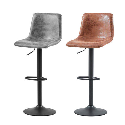 2x Faux leather Bar stools Gas lift Swivel Black Metal Base Kitchen Chairs Pub