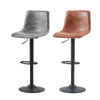 2x Faux leather Bar stools Gas lift Swivel Black Metal Base Kitchen Chairs Pub