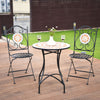 1/2/3PCS Mosaic Bistro Set Outdoor Metal Frame Garden Table & 2 Folding Chair