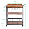 Industrial Drinks Trolley Kitchen 3 Tier Serving Cart Wine Bottles Glass Holder