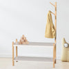 Wooden Shoe Rack With Coat Stand Shoe Storage Rack For Hallway White MDF Wood