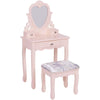 Kids Wooden Fantasy Dressing Table Vanity Set W/3 Drawers&Stool&