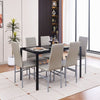 6pcs Grey High Back Faux Leather Dining Chairs Metal Legs Kitchen Dining Room