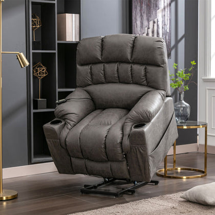 Electric Riser Recliner Chair Fabric Massage Heat Single Sofa Armchair Grey