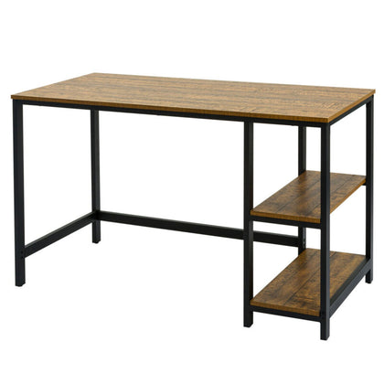 Industrial Computer Desk PC Laptop Table Writing Study Workstation with Shelves