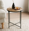 Table Rattan Design Metal Side Coffee Tray Table With Removable Top Living Room