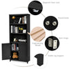 Wooden Tall Bookcase 3-Tier Shelving Storage Cabinet 2 Doors Display Organizer