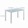 4pcs Blue Velvet Dining Chairs & Grey Marble Tempered Glass Dining Table Set