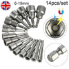 14pc/set 1/4 Nut Driver Bit Set Hex Magnetic Metric Socket Impact Drill Adapter
