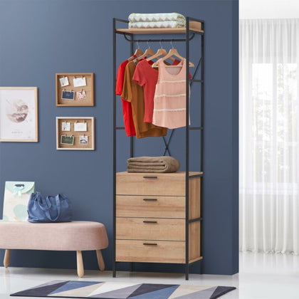 Open Wardrobe Bedroom Furniture 4 Drawers and 2 Shelves