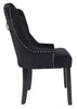Set of 2 Black Velvet Dining Chairs Ring Knocker, Velvet Upholstered , Wing back