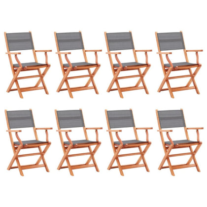 Folding Garden Chairs 8 pcs Grey Solid Eucalyptus Wood& W4Y8