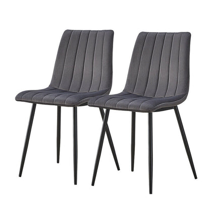 2 Pcs Grey Velvet Dining Chairs Metal Leg Padded Seat Kitchen Dining Room Chairs
