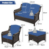 5 Pieces Patio Furniture Set Outdoor Rattan Conversation Sofa Set w/ Cushions