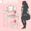 2 in 1 Kids Vanity Table and Chair Set Makeup Dressing Table W/ Mirror & Drawer