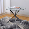 Modern Clear Glass Round Dining Table With Chrome Legs Kitchen Home Furniture