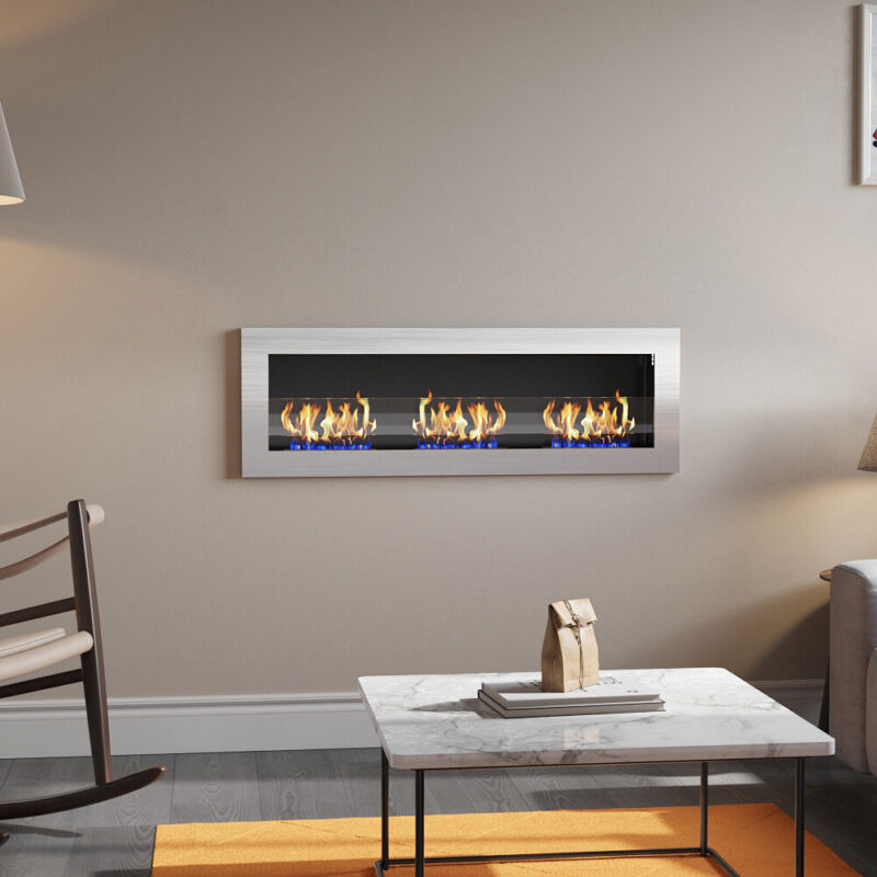 Bio Fireplace Stainless Steel Glass Bio Ethanol Fireplace Biofire Fire Wall Mounted ...