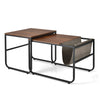 Set of 2 Modern Coffee Nesting Table Set Industrial Side Table Square End Table