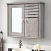 Wall Bathroom Cabinet Storage Cupboard Double Doors with Mirror & Shelves Wooden
