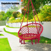 Red Boho Hanging Hammock Chair Cotton Woven Rope Swing Home Garden Chair Seat