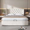 Merax Upholstered Bed Functional Bed from Storage Double Size Beige Velvet