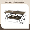 Modern Coffee Table 2-Tier Faux Marble Accent Table Snack End Table Living Room