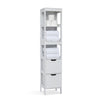 White Tall Bathroom Cabinet with Drawers Display Shelf Cupboard Storage Unit