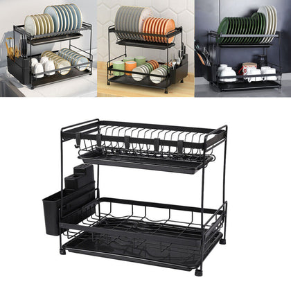 Dish Drainer Rack Storage Drip Tray Cutting Board SinkDrying Draining Plate Bowl