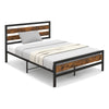 Industrial Double Size Bed Frame Platform Bed w/Headboard & Footboard Noise Free