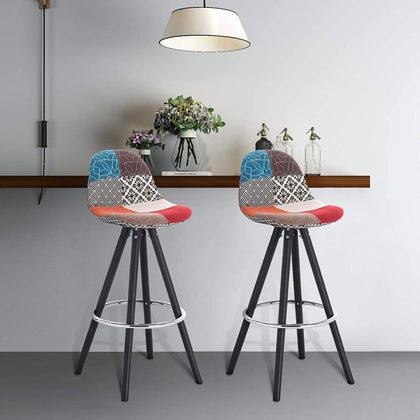 Set of 2 Breakfast Kitchen Bar Stools Backrest High Bar Chair Four Colours
