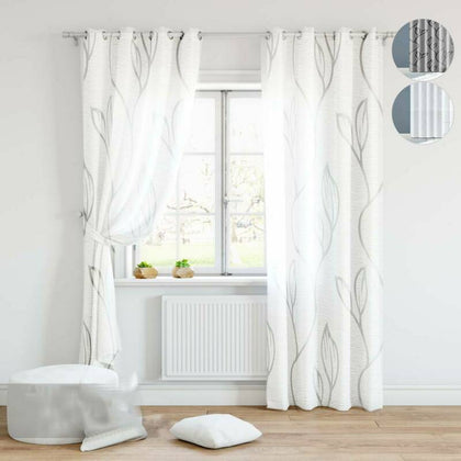 2PCS Leaves Pattern Voile Panel Net Curtain Window Curtains Home Decors 2color