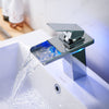 LED RGB Bathroom Sink Mono Mixer Taps Waterfall Basin Faucet Brass Temperatu