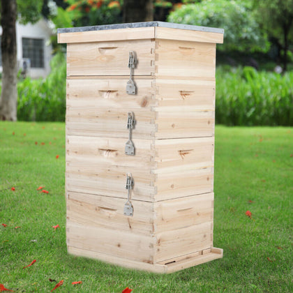 4 Tiers Langstroth Beehive Brood Box Beekeeper Beekeeping Honey Bee Hive Frames