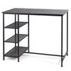 Kitchen Breakfast Counter Dining Table Modern Bar Table 3 Tiers Storage Shelves