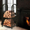 Fireplace Log Rack Set 4-Piece Fireplace Tools Wrought Iron Storage Logs Holder
