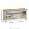 Grey TV Unit Stand Storage Baskets Painted Solid Wood Television Cabinet Farrow